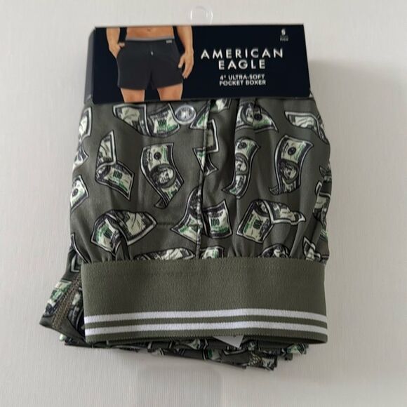 American Eagle Pocket Boxers Mens Small Money Print - Picture 1 of 2